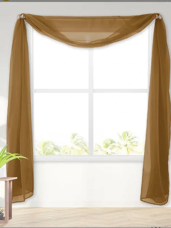 Sheer Window Scarf Set in Caramel Gold Set of 2 New