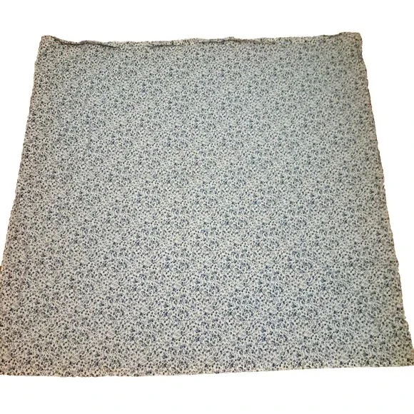 Blue Floral Curtain Panel Cotton Handmade Cottage Garden Country 42x42