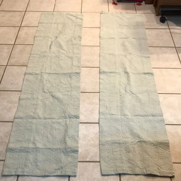 Curtain Valance Pair of  Light Green Floral Scroll Curtain Valance/Toppers