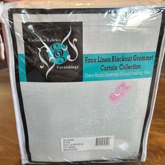 Faux linen blackout grommet single curtain 50 x 84” oyster