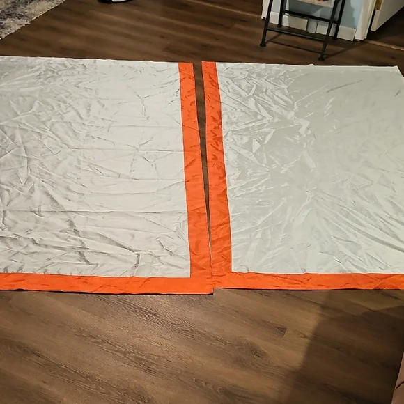 VINTAGE Look Modern Elegant Orange White Curtains 2 Panels  82 X 54.5 Home Decor