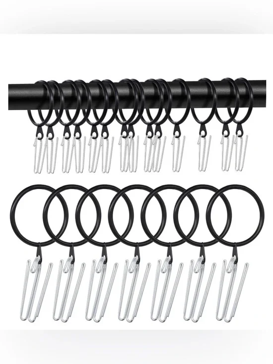 Metal Rings for Curtain Drapery or Shower BLACK SILVER 60pc.