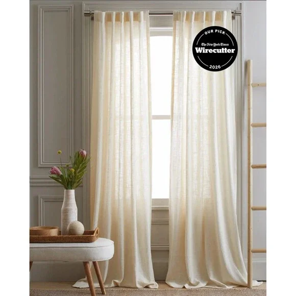 Quince Cotton Sheer Curtain Set Ivory 48x96 Set of 2 Panels NEW