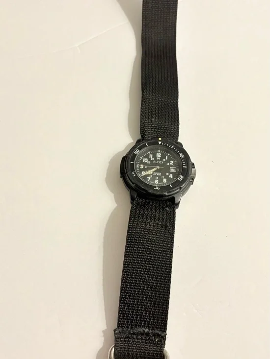 Alfex quartz watch Swiss model with 20 ATM water resistance black nylon strap