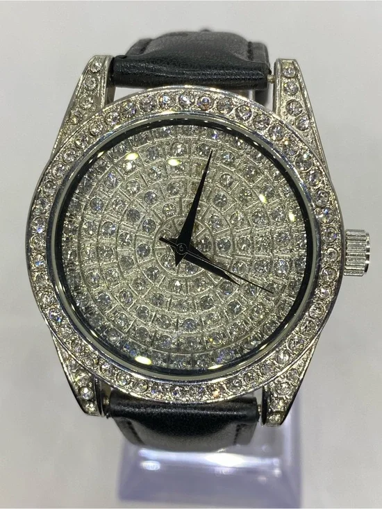 Men’s ^^^ Silver Crystal Pavé Watch / Iced Crystals  *** LuXXX  ^^^