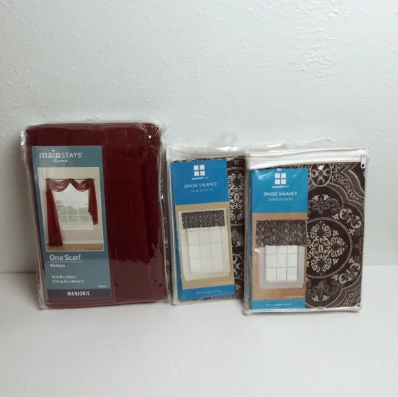FINAL SALE ✨ 🔥Curtains - 1 Scarf - 2 Single Valance Bundle Of 3  FINAL SALE