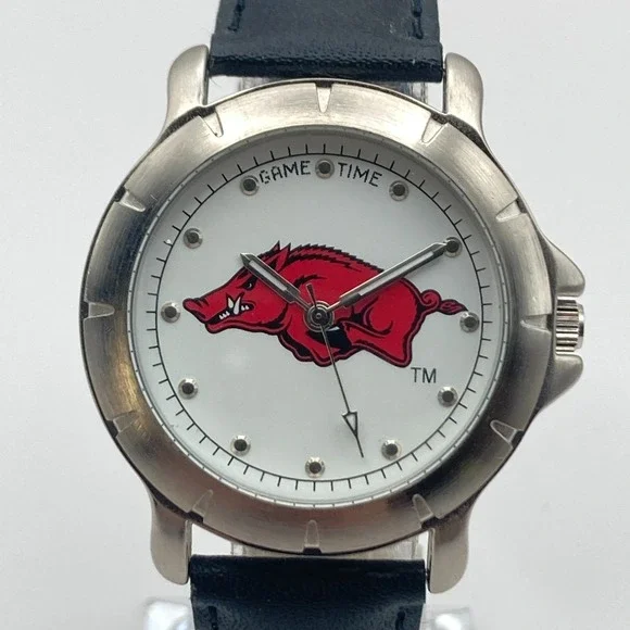 University of Arkansas Razorbacks Men's Watch 35mm Game Time NCAA New Battery 9