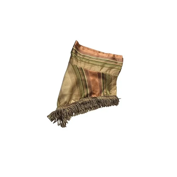 Single Croscill Carrington Swag Valance Satin Stripe Fringe Trim Short Curtain