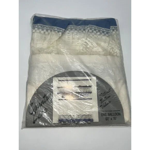 VTG Country Lane Petticoat Ballon Valance Blue/White Lace Cottagecore 66