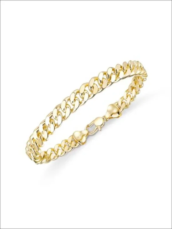 14K Gold Filled Cuban Link Chain Bracelet for Men - Hypoallergenic Curb Bracelet