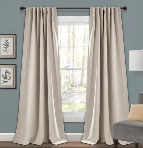 Set of Blackout Curtains 52 x 84 Insulated, Back Tabs, 2 Panels Wheat Tan NEW