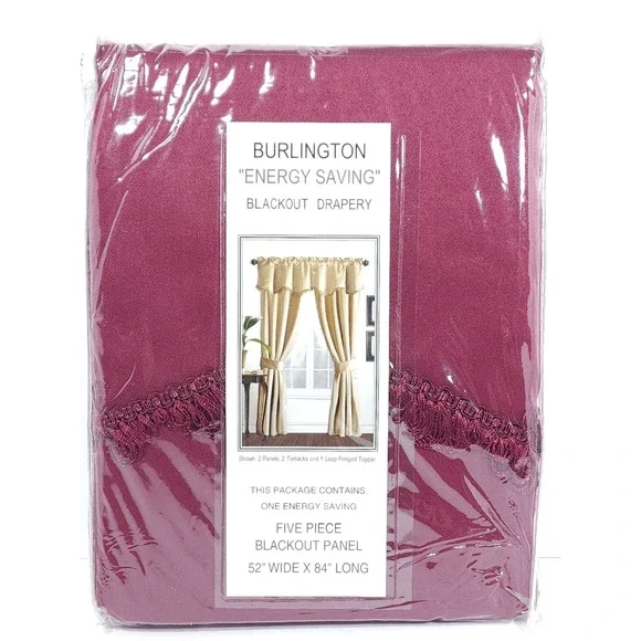 VTG Burlington Energy Saving Blackout Drapery Panels 5 Piece Burgundy 52