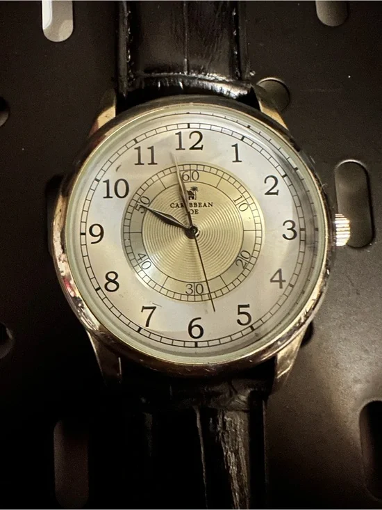 Caribbean Joe Silver and Gold-Tone Men's Dress Watch with Black Strap