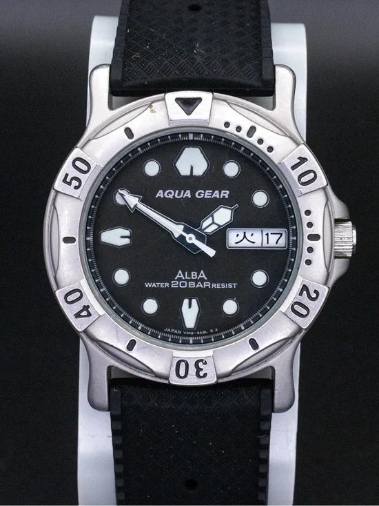 Seiko Alba Rare Aqua Gear V348-6A50 Vintage 36mm Day Date JDM Import Watch