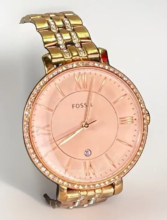 Fossil Jacqueline ES3546 Women’s Rose Gold Crystal Quartz Watch 36mm Date