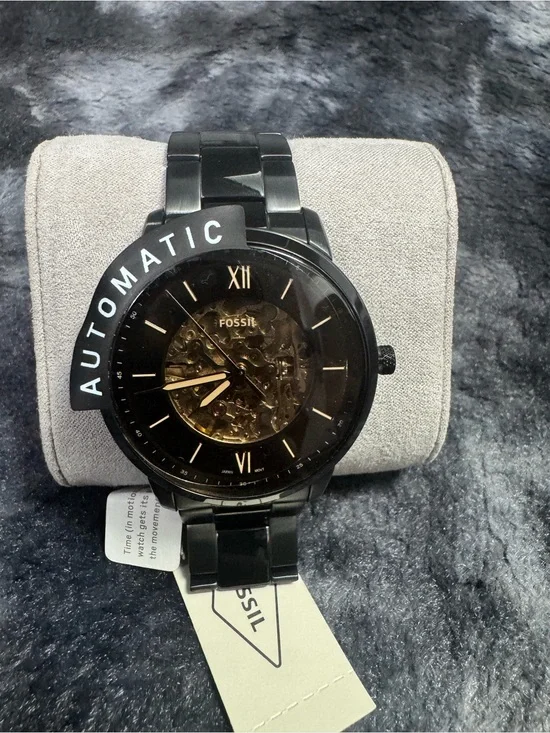 NEW: Fossil Black and Gold Skeleton Automatic Watch