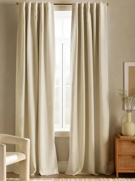 NWOT 48x84 Linen Room Darkening Curtain Panel in Ivory - Per Panel is $92