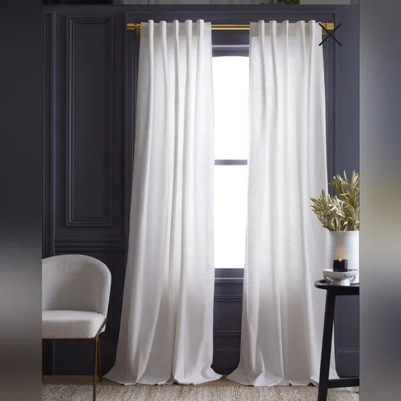 NWOT! Quince 100% Cotton White Slub Curtains, 48