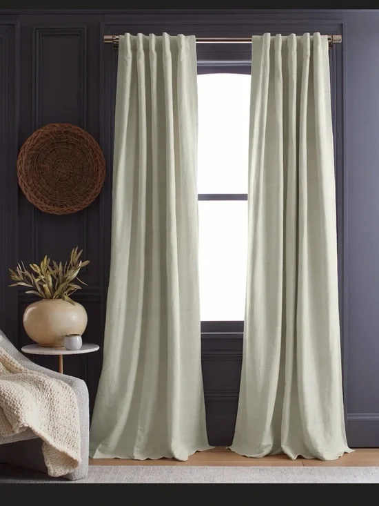 Quince Raw Silk Curtain Panel Ivory