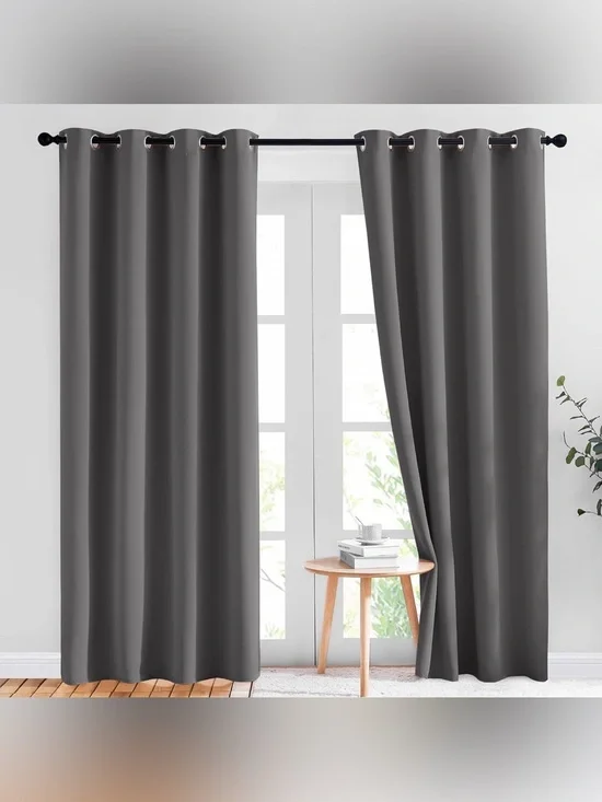 NICETOWN Blackout Curtains 52x84 Gray Grommet Thermal 2 Panels