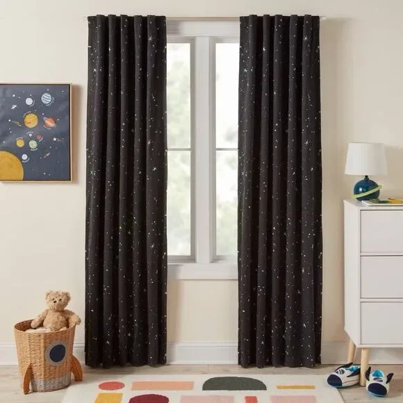 Pillowfort 42x84 Blackout Curtain Panel Beige Mini Stripe Kids Room Window