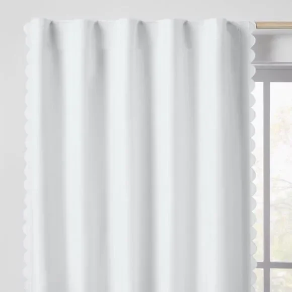 Pillowfort Cream Scallop Blackout Kids Window Curtain Panel 42x84