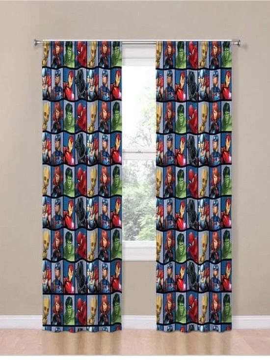Marvel Avengers Team 2 Panels Drapes Set - 63 inch Long - Superhero