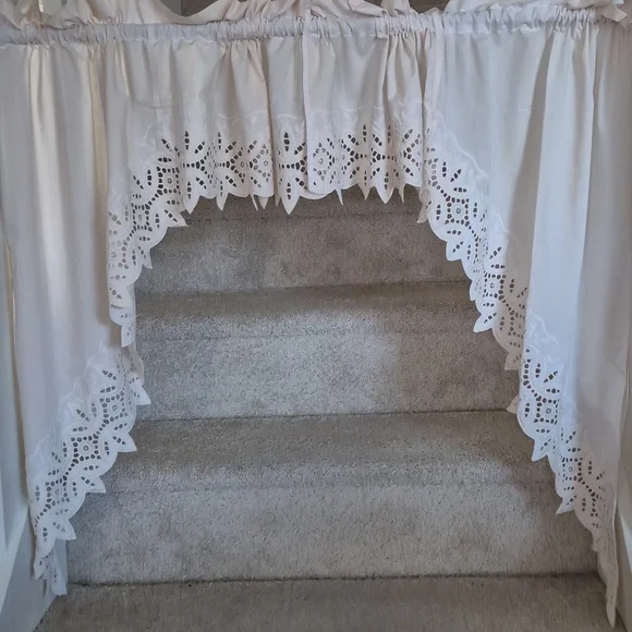 Vintage Battenburg Lace Type Swag Curtain Panels 80x76