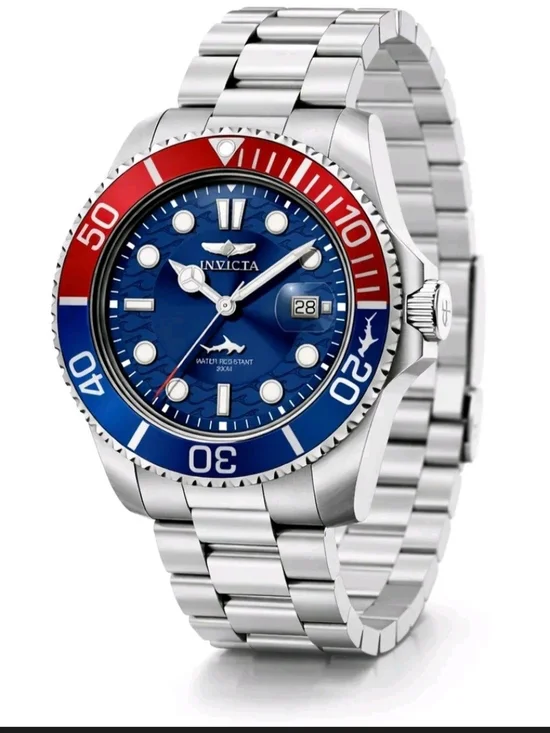 Invicta blue dial watch with red & blue bezel