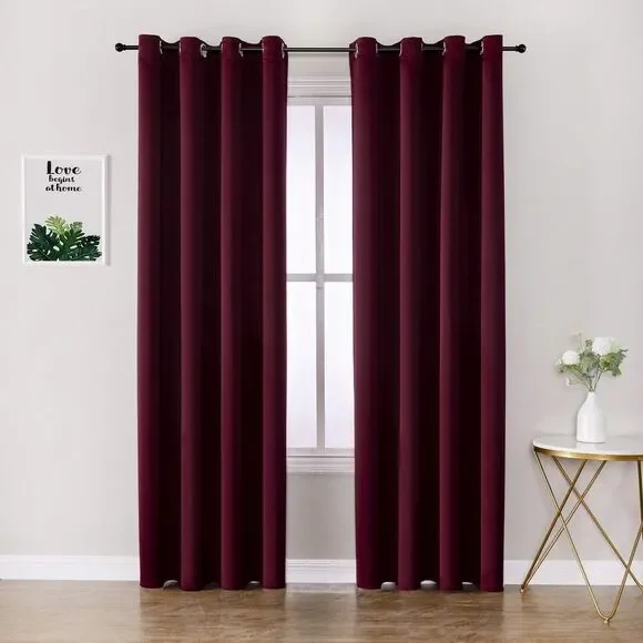 Burgundy Red Blackout Curtains Panels Set 52