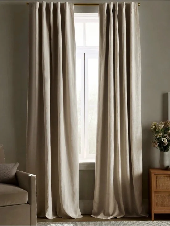 NWOT Flax European Linen True Blackout Curtain 96x108 - Retail $164