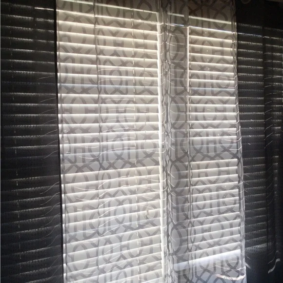 Geometric Sheer Window Panels - White and Charcoal