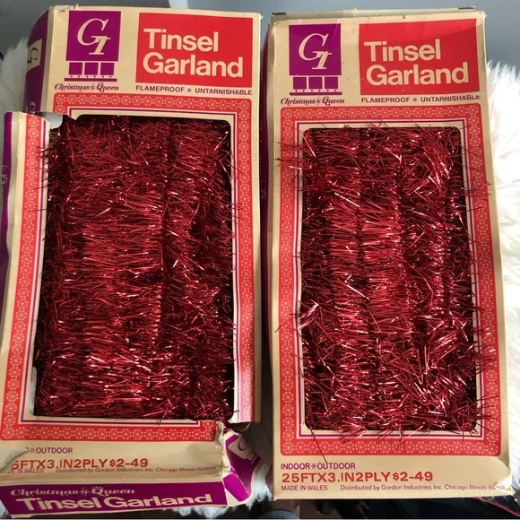 Vintage Super Drape Tinsel Garland Flameproof Tarnish Proof 25FT x2