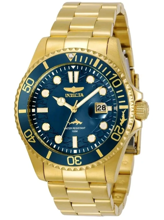 Invicta Gold and Blue Stainless Steel Diver Watch