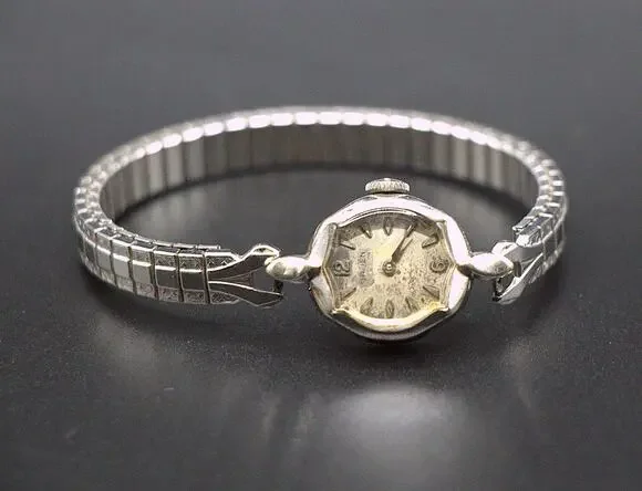 Vtg 50s Gruen Ladies Wristwatch 10K Gold Plated Expansion Band Untested Complete