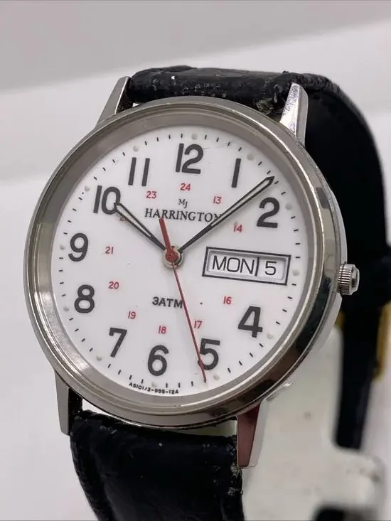 Unisex Mj Harrington Black Leather Watch New Battery