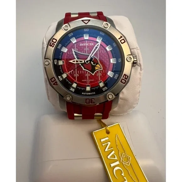 #W036 Invicta NFL Arizona Cardinals 32008 Automatic Men's Watch Red