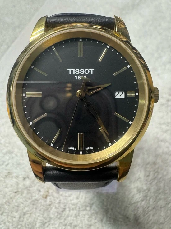 Tissot Black Dial Gold-Tone Case Men's Watch