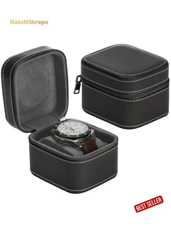 Portable Watch Travel Case with Removable Pillow, Zipper Closure