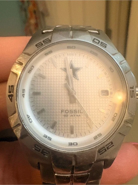 Fossil Silver-Tone Textured Dial Men's Watch