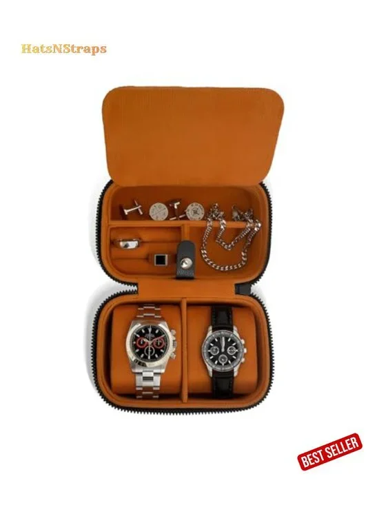 Premium Portable 2-Slot Watch Travel Case with Velvet Interior