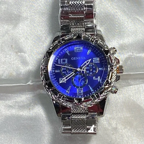 Geneva Silver style.  Watch with Textured Band $20 each or 2 for $30