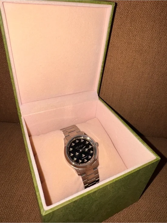 Men's Stainless Steel Watch with Black Dial