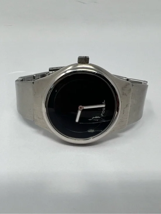 Vintage Fossil Men’s Watch JR 7845 Big Tic Black Dial Stainless Steel Scratches
