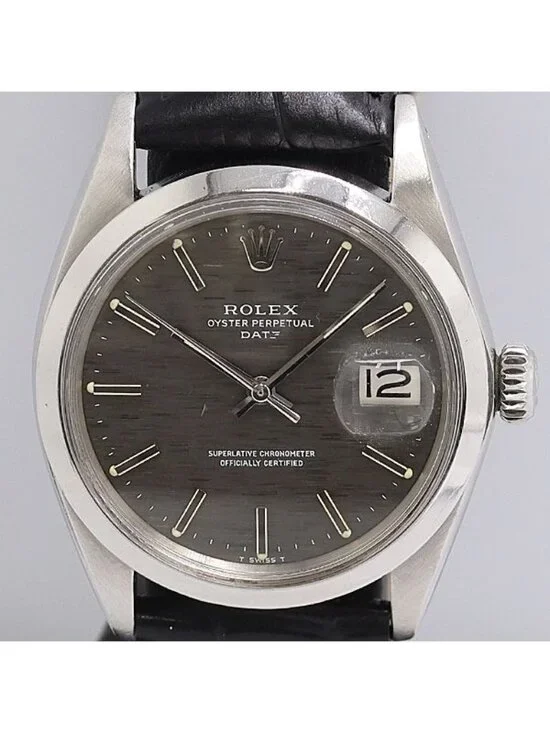Rolex Oyster Perpetual Date Hand Wound Gray Dial Watch