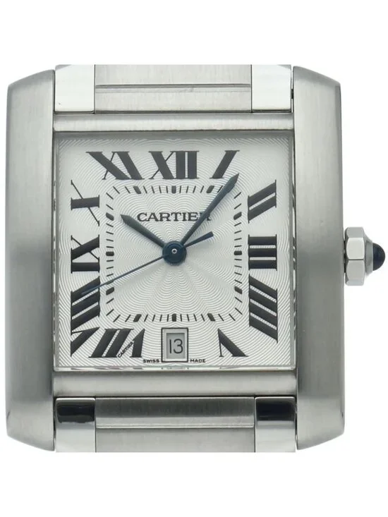 Cartier Tank Francaise LM Watch Auto Box SS Silver Polished