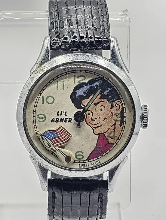 1951 New Haven Lil Abner Animated Wristwatch Non-Working Missing Hour Hand