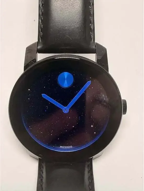 Movado Bold Black Watch Blue Starry Night Dial