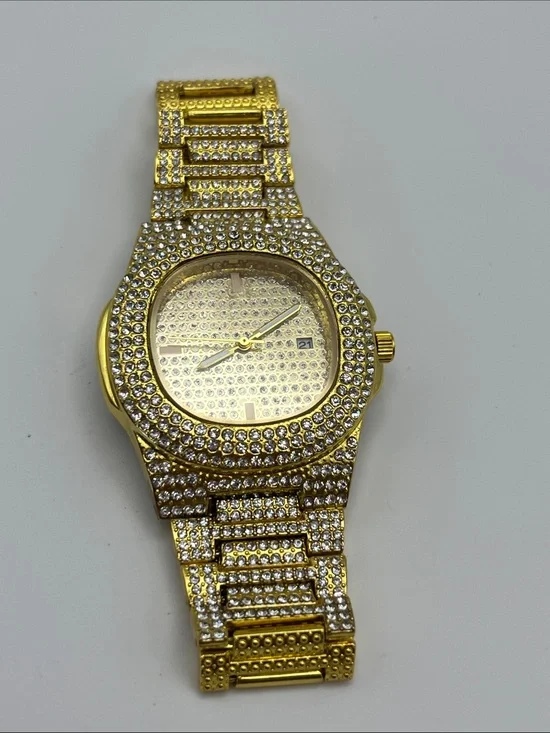 Gold-Tone Crystal Pavé Bracelet Watch