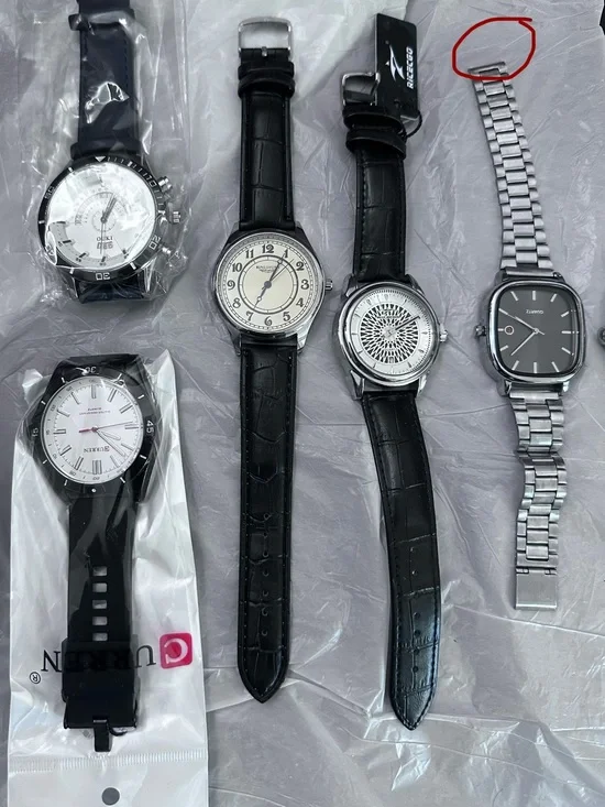 Mixed Men’s Stainless Steel & Black Leather Watch Lot 12 - steel and leather